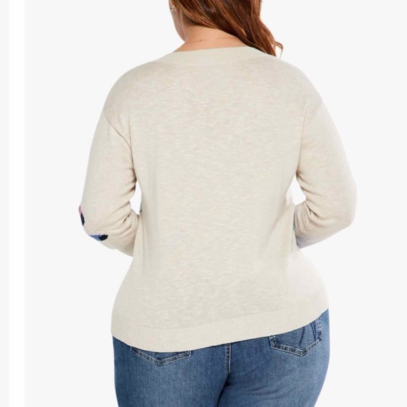 NIC+ZOE Blooming Short V Neck Sweater Size 3X Lightweight Floral - Picture 6 of 12